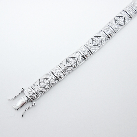 Vintage Design Rhodium-plated CZ Bracelet - Click Image to Close